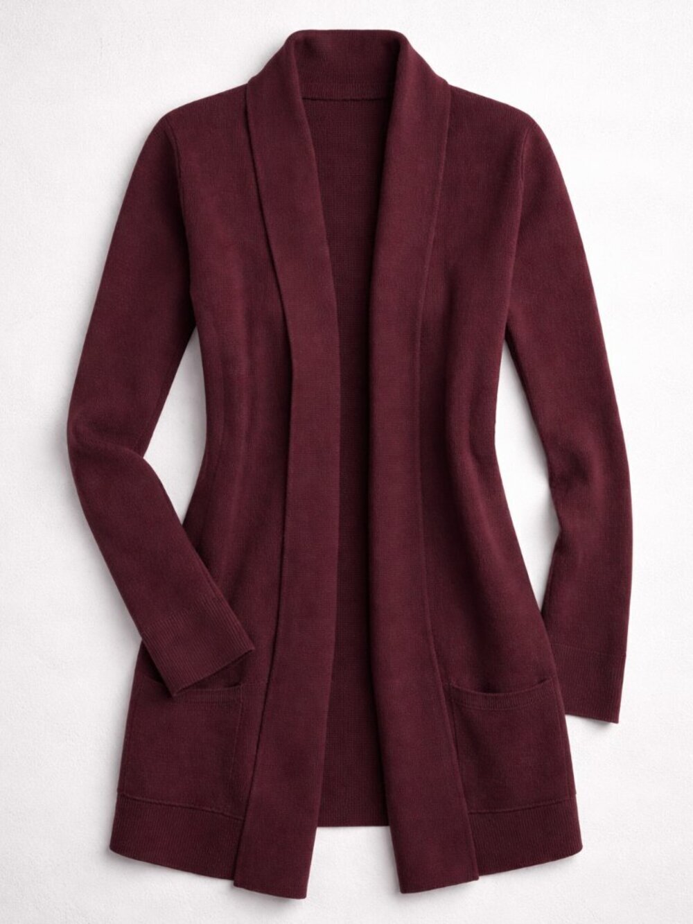 NWT Rachel Zoe Open Front Cardigan Sweater -Wine Burgundy Knit Long Sleeve XS